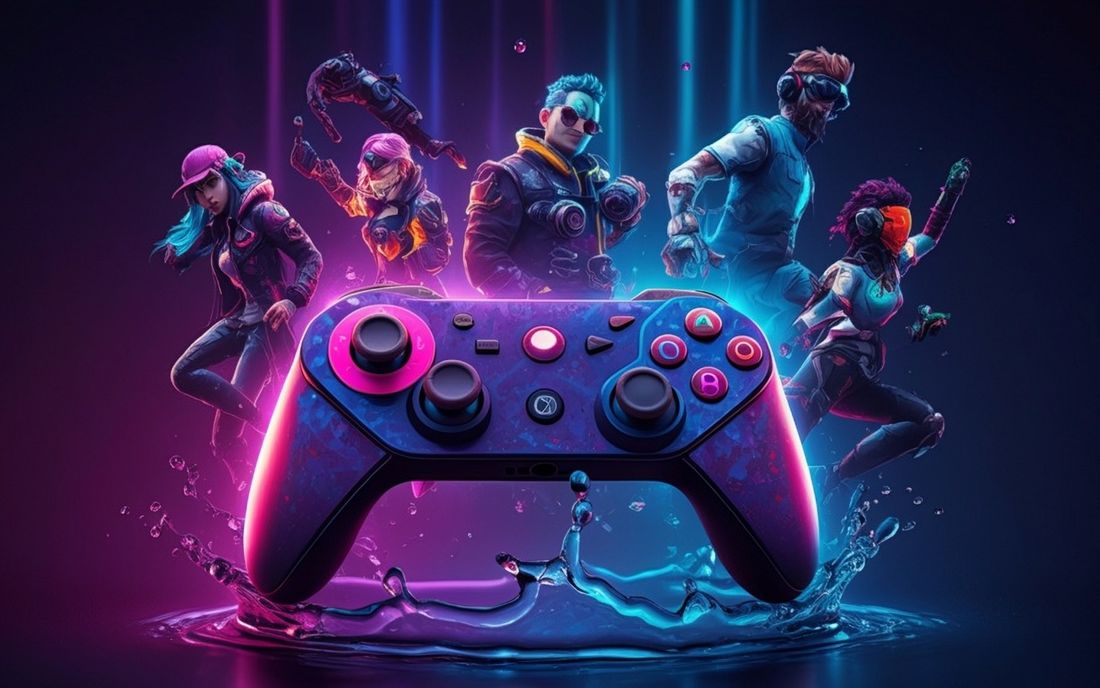 A group of diverse gamers together