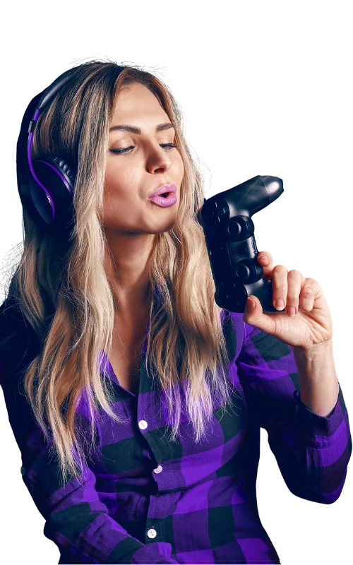 A gamer with a controller, ready to play